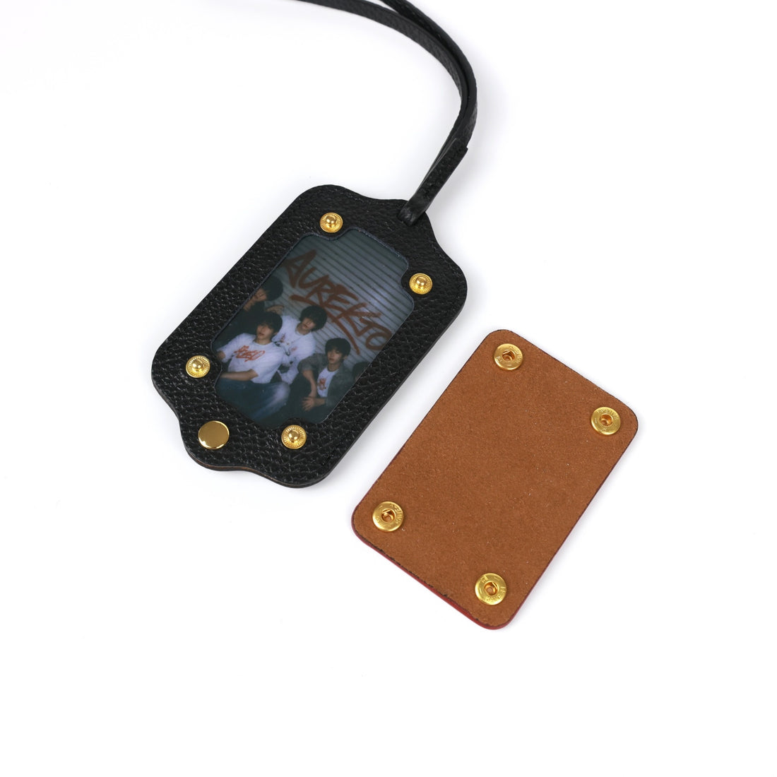 Aurekto Signature Case Noir Rouge with detachable cover — modular leather photocard case